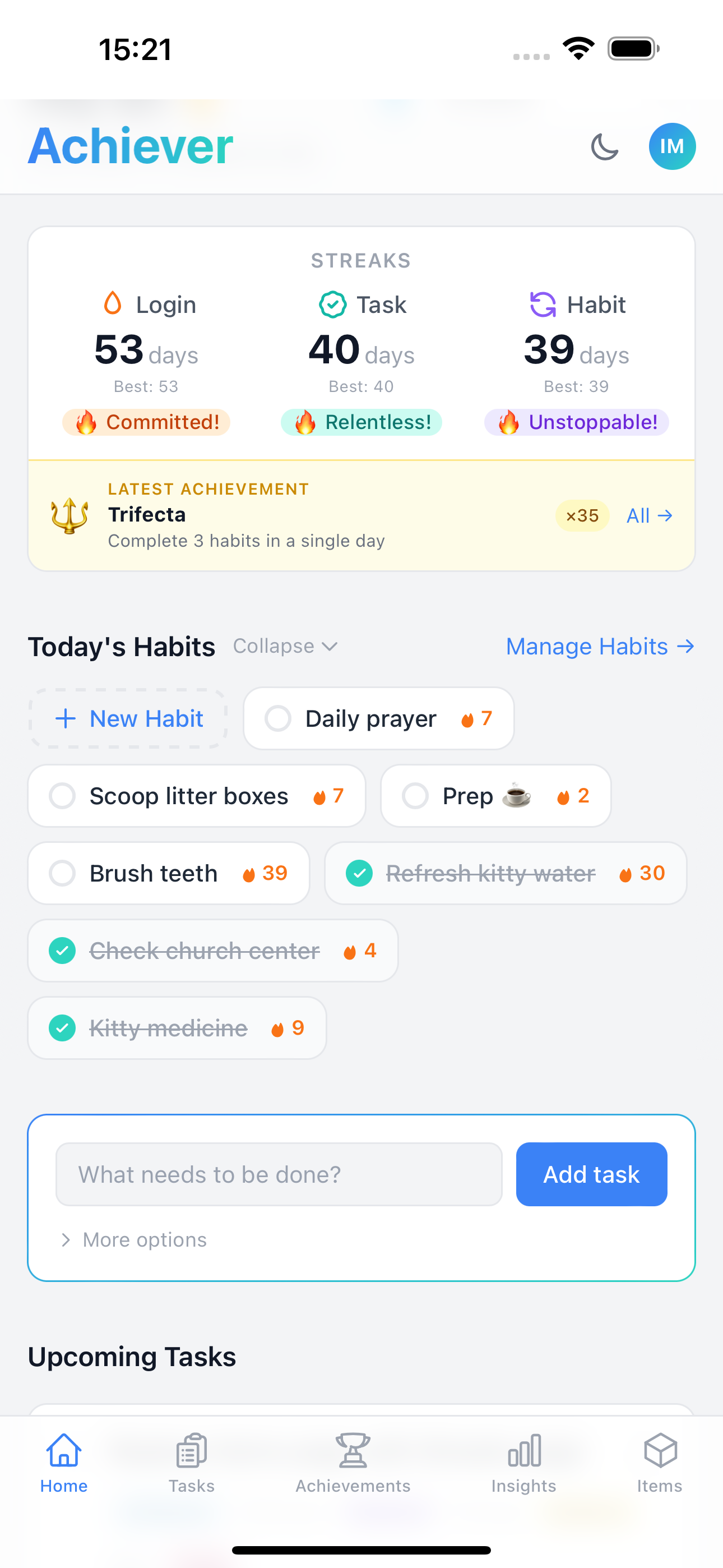 Daily habits on home